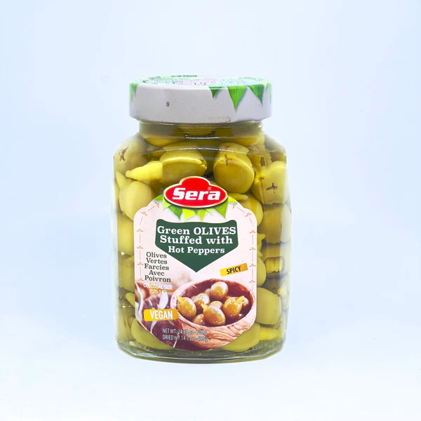 Sera Green Olives w Hot Peppers 700g